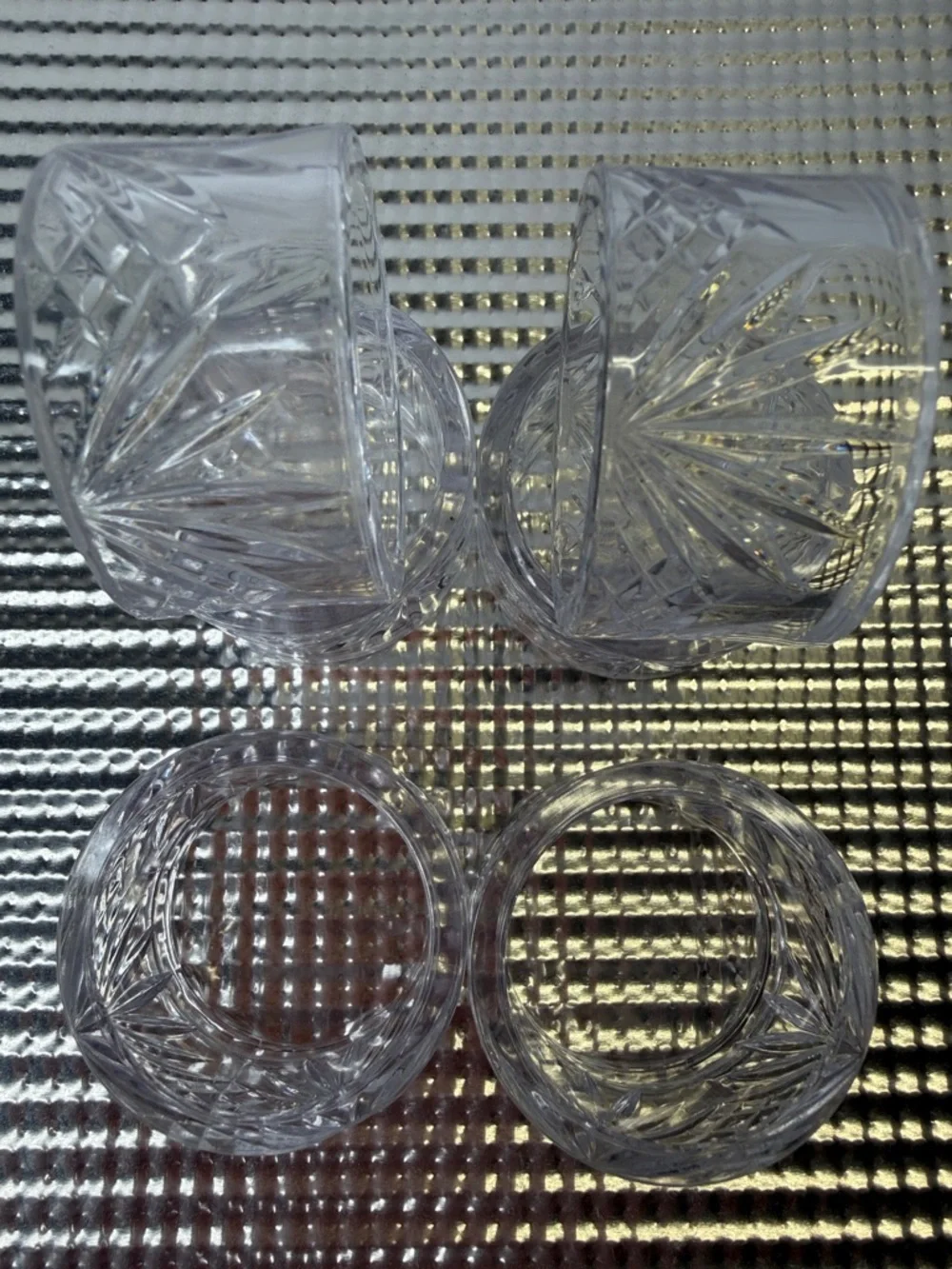 Faux Cut Crystal Hard Plastic Acrylic Napkin Ring Set of 6